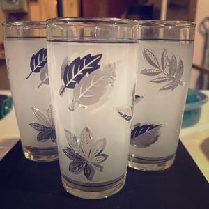 Libby 4” glasses silver leaves set of 4
